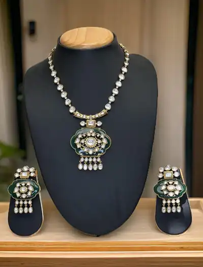 Amrapali Inspired Moissanite Kundan Necklace Set