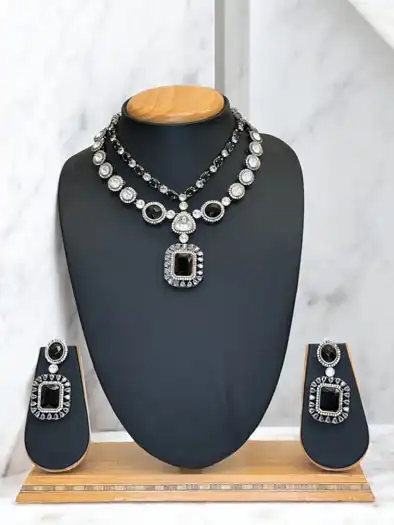 Moissanite Double Layer Victorian Necklace Set