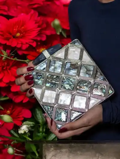 Silver Based Square MOP Clutch