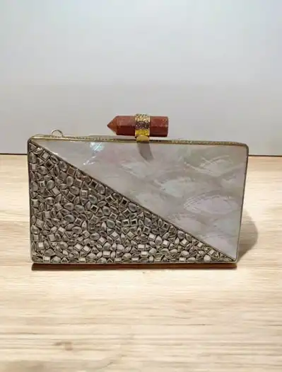 Embellished Crystals MOP Clutch