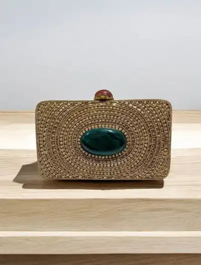 Matt Gold Intricate Design MOP Clutch