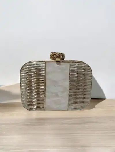 Statement Mother Of Pearl Clutch Bag