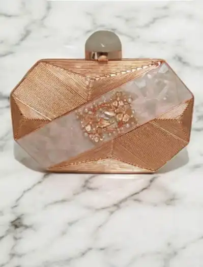 Rose Gold MOP Clutch Bag