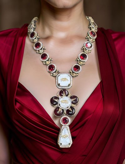 Sabyasachi Inspired Monalisa Stones CZ Necklace Set