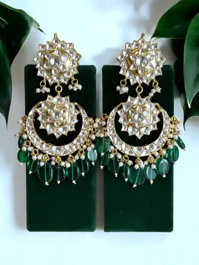 Bollywood Inspired Chandbali Kundan Earrings