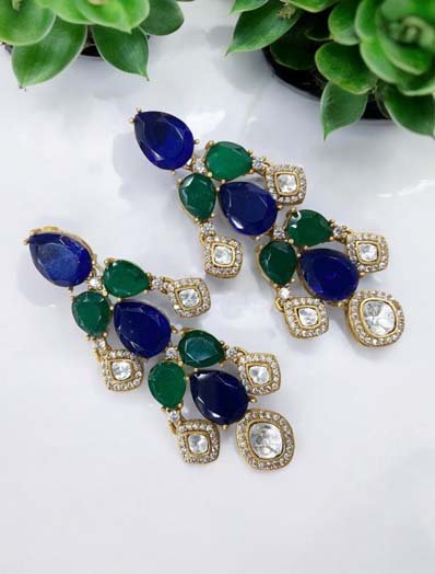 Handcrafted Moissanite Polki Kundan Earrings