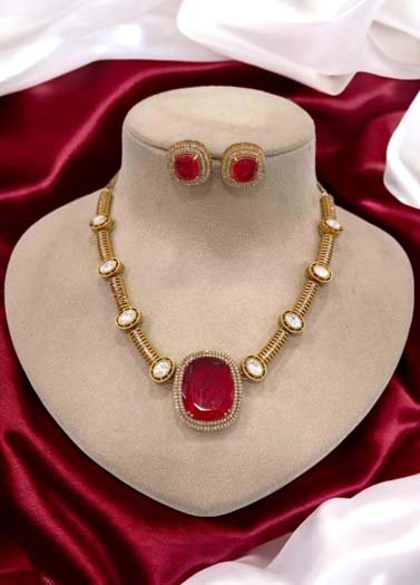 Celebrity Inspired Gold Uncut Polki Kundan Hasli set