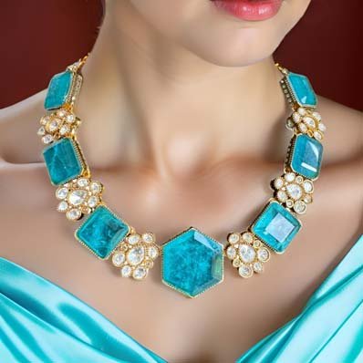 Famous Designer Inspired Monalisa Kundan Necklace Set