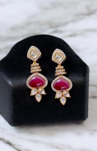 Delicate Ruby Kundan Earrings