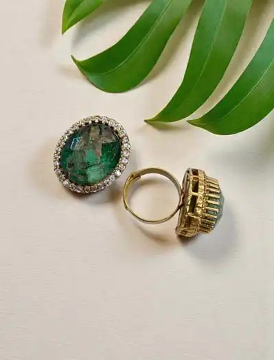 Oval Shaped Marble Stones Finger Rings