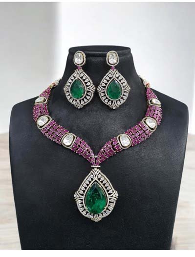 Celebrity Inspired Designer Kundan CZ Choker Set