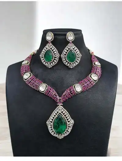 Celebrity Inspired Designer Kundan CZ Choker Set