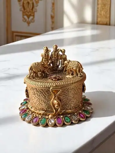 Rajwadi Polish Ram Darbar Kumkum Dabbi