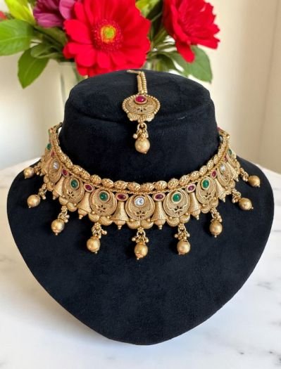 22k Gold Plated Rajwadi Choker Set
