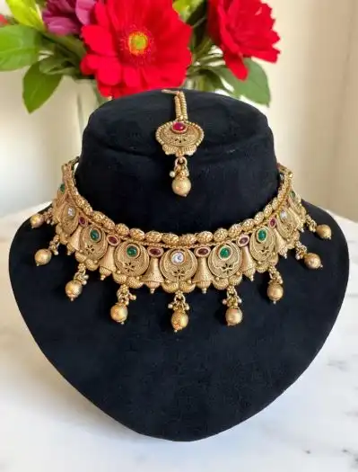 22k Gold Plated Rajwadi Choker Set