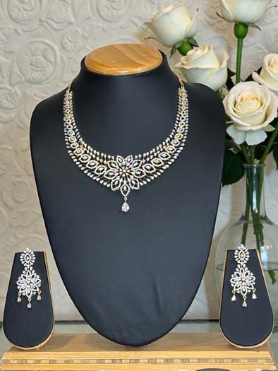 Famous Designer Two Tone CZ Necklace Set