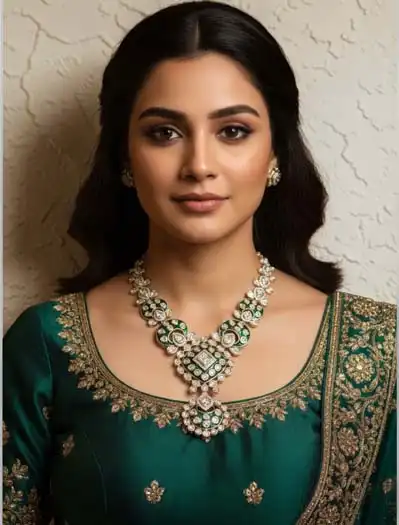 Premium Moissanite Emerald Necklace Set