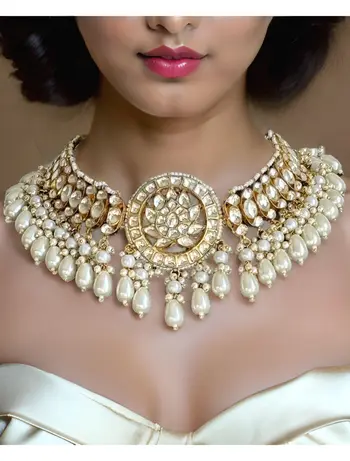 kundan with pearl necklace